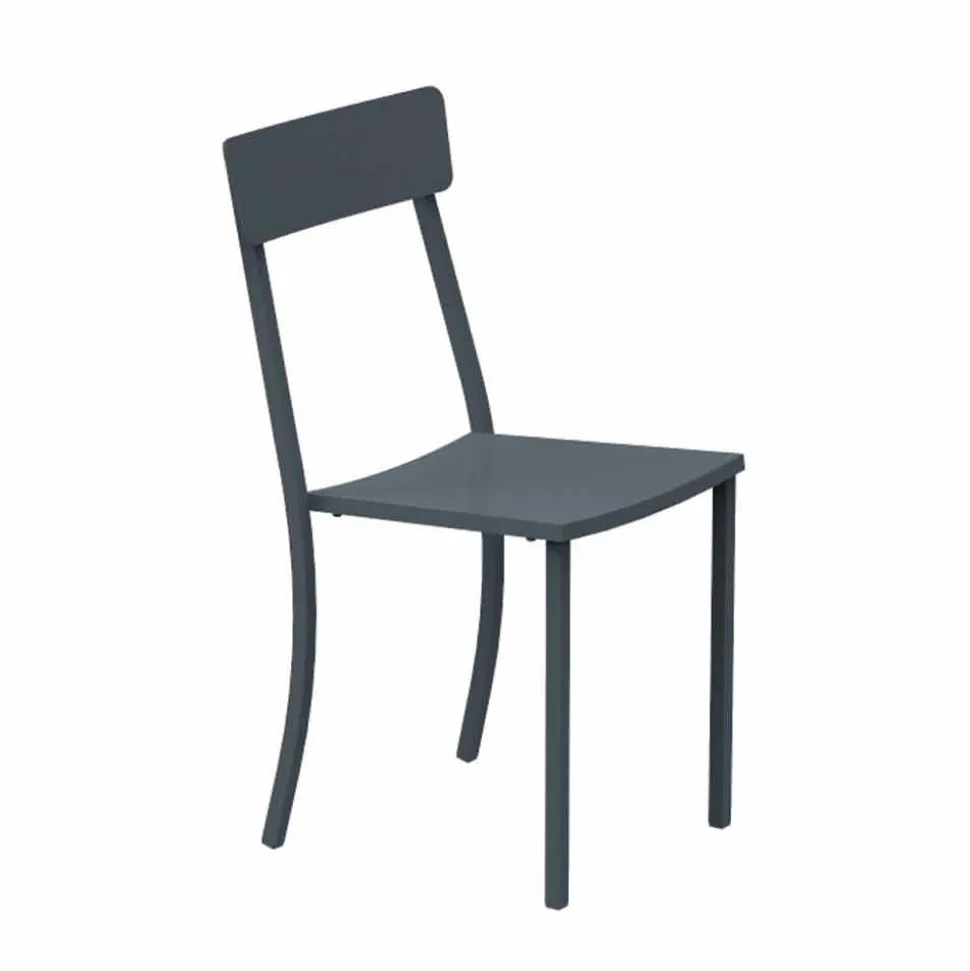 Sedia da Esterno Impilabile in Metallo Verniciato Made in Italy, 4 Pezzi - Tulle