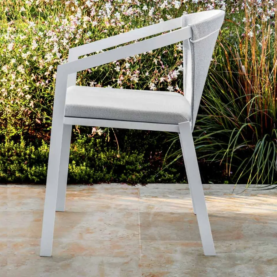 Sedia da Esterno in Alluminio con o Senza Cuscino, Alta Qualità, 4 pz - Filomena