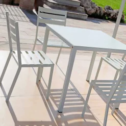Sedia da Esterno in Ferro Verniciato Bianco Perla Made in Italy 4 Pezzi - Bernie