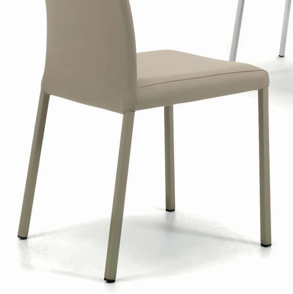 Sedia da Interno con Struttura e Seduta in Acciaio Rivestito Made in Italy - Padova