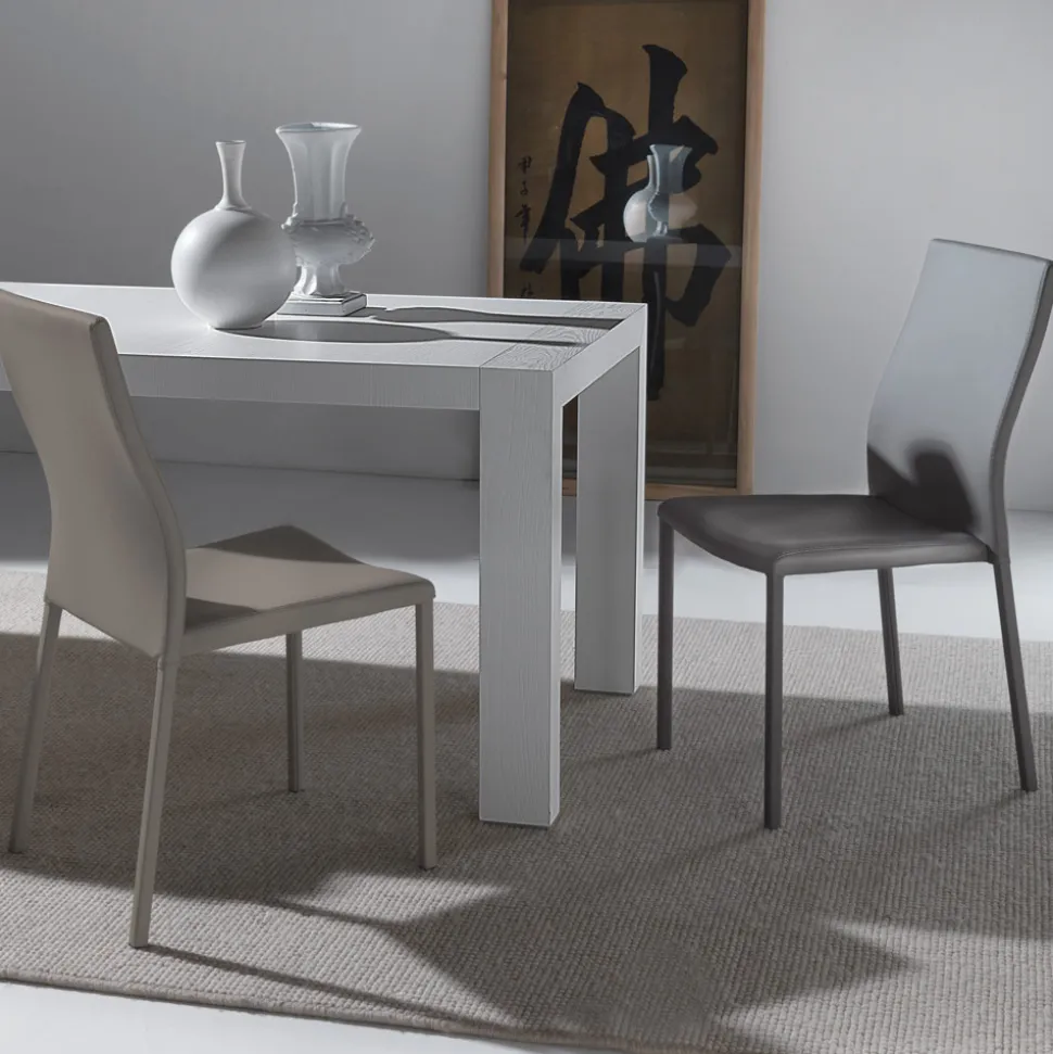 Sedia da Pranzo con Struttura e Seduta in Ecopelle Colorato, 4 Pezzi - Alba