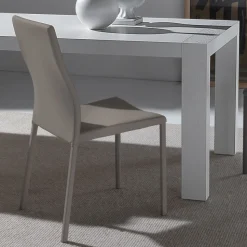 Sedia da Pranzo con Struttura e Seduta in Ecopelle Colorato, 4 Pezzi - Alba