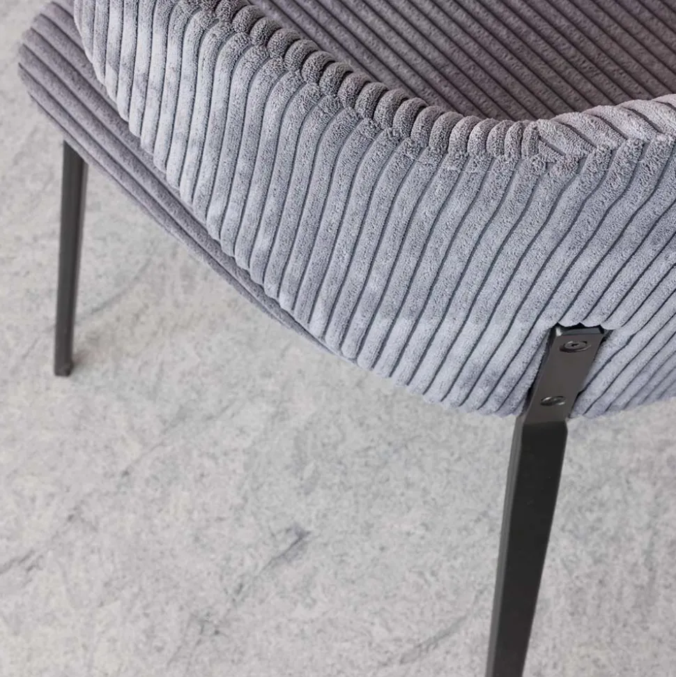 Sedia da Pranzo con Struttura in Metallo e Seduta in Velluto a Coste - Ridni