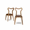 Sedia da pranzo design moderno in legno e pelle, l.41xp.46 cm, Carol