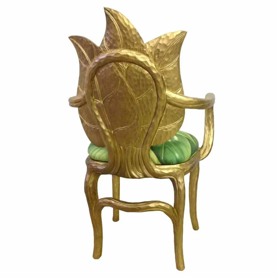 Sedia da pranzo imbottita oro di design moderno, made in Italy, Daniel