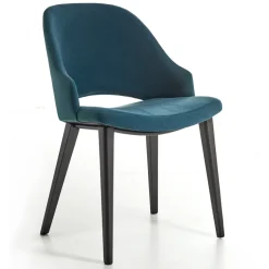 Sedia da Pranzo in Legno e Seduta in Velluto Verde Bottiglia Made in Italy - Eddard