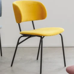 Sedia da Pranzo in Metallo e Velluto Antimacchia, 2 Pezzi - Valnerina