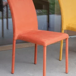 Sedia da Pranzo in Metallo Ricoperta in Econabuk Colorato, 4 Pezzi - Anita