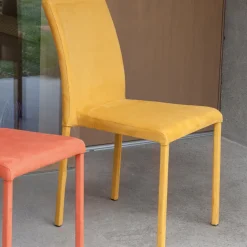Sedia da Pranzo in Metallo Ricoperta in Econabuk Colorato, 4 Pezzi - Anita