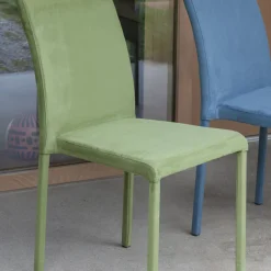 Sedia da Pranzo in Metallo Ricoperta in Econabuk Colorato, 4 Pezzi - Anita