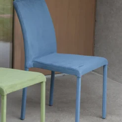 Sedia da Pranzo in Metallo Ricoperta in Econabuk Colorato, 4 Pezzi - Anita