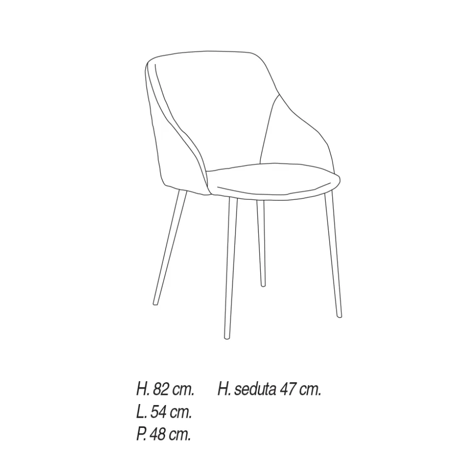 Sedia da Pranzo in Metallo Rivestita in Microfibra Made in Italy - Suzanne
