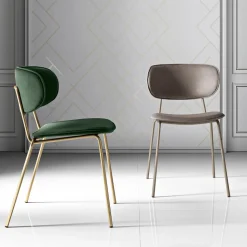Sedia da Pranzo in Tessuto di 2 Diverse Finiture Made in Italy - Sanemi