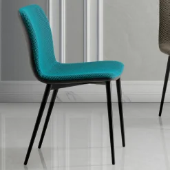 Sedia da Pranzo in Tessuto Vulcano e Gambe in Metallo Made in Italy - Amane