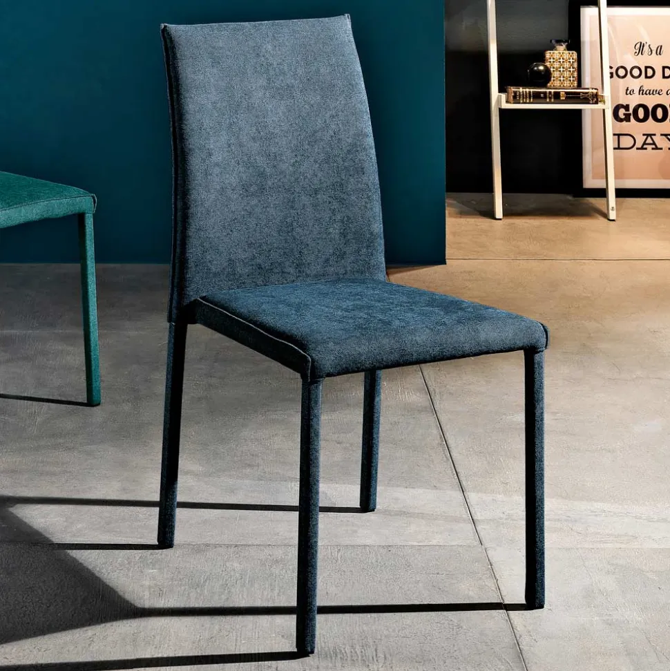 Sedia da Soggiorno Interamente Rivestita in Tessuto Made in Italy - Rosetta