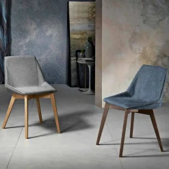 Sedia da soggiorno in tessuto e legno moderna made in Italy, Oriella