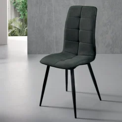 Sedia da Soggiorno in Tessuto con Base in Metallo Nero 4 Pezzi - Menegildo