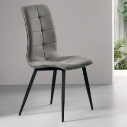 Sedia da Soggiorno in Tessuto con Base in Metallo Nero 4 Pezzi - Menegildo