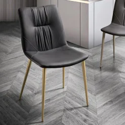 Sedia da Soggiorno in Tessuto Fibrato Effetto Pelle e Metallo Made in Italy - Gohan