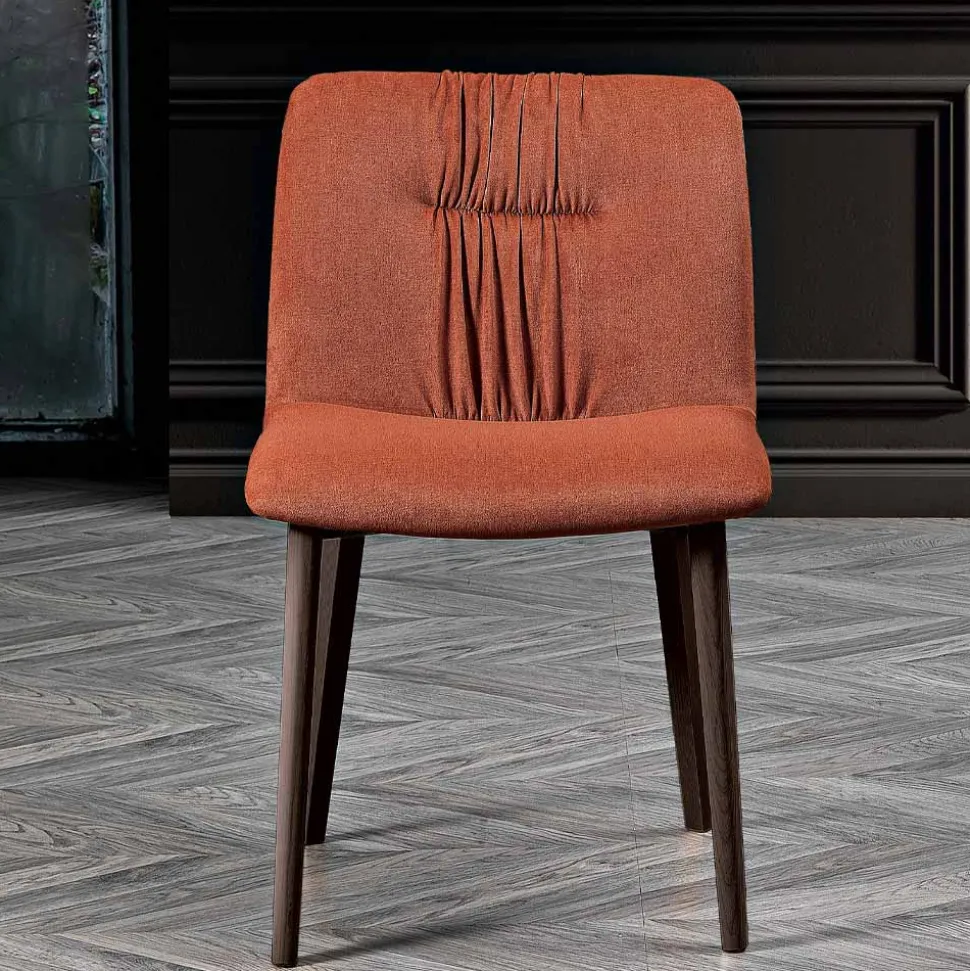 Sedia da Soggiorno Rivestita in Tessuto e Gambe in Frassino Design - Florinda