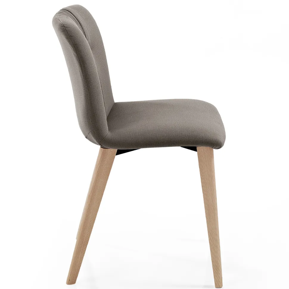 Sedia da Soggiorno Rivestita in Tessuto e Gambe in Frassino Design - Florinda