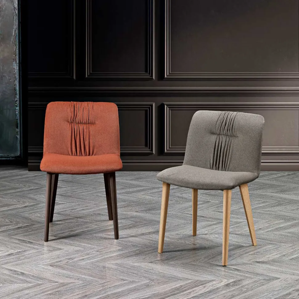 Sedia da Soggiorno Rivestita in Tessuto e Gambe in Frassino Design - Florinda