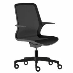 Sedia da Ufficio con Ruote Girevole in Rete Nera e Nylon Nero – Ayumu