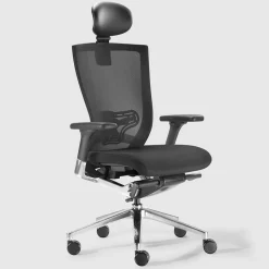 Sedia da Ufficio Ergonomica con Ruote in Tessuto ed Ecopelle – Takeshi