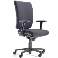 Sedia da Ufficio Ergonomica Girevole con Braccioli in Tessuto Nero – Macrino