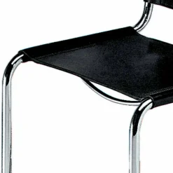 Sedia da Ufficio in Cuoio con Struttura in Acciaio Cromato Made in Italy - Elite