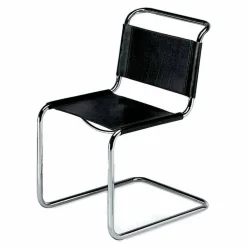 Sedia da Ufficio in Cuoio con Struttura in Acciaio Cromato Made in Italy - Elite