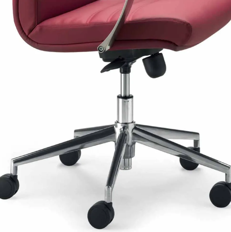 Sedia da ufficio in faggio rivestita in pelle bovina tipo fiore Debora