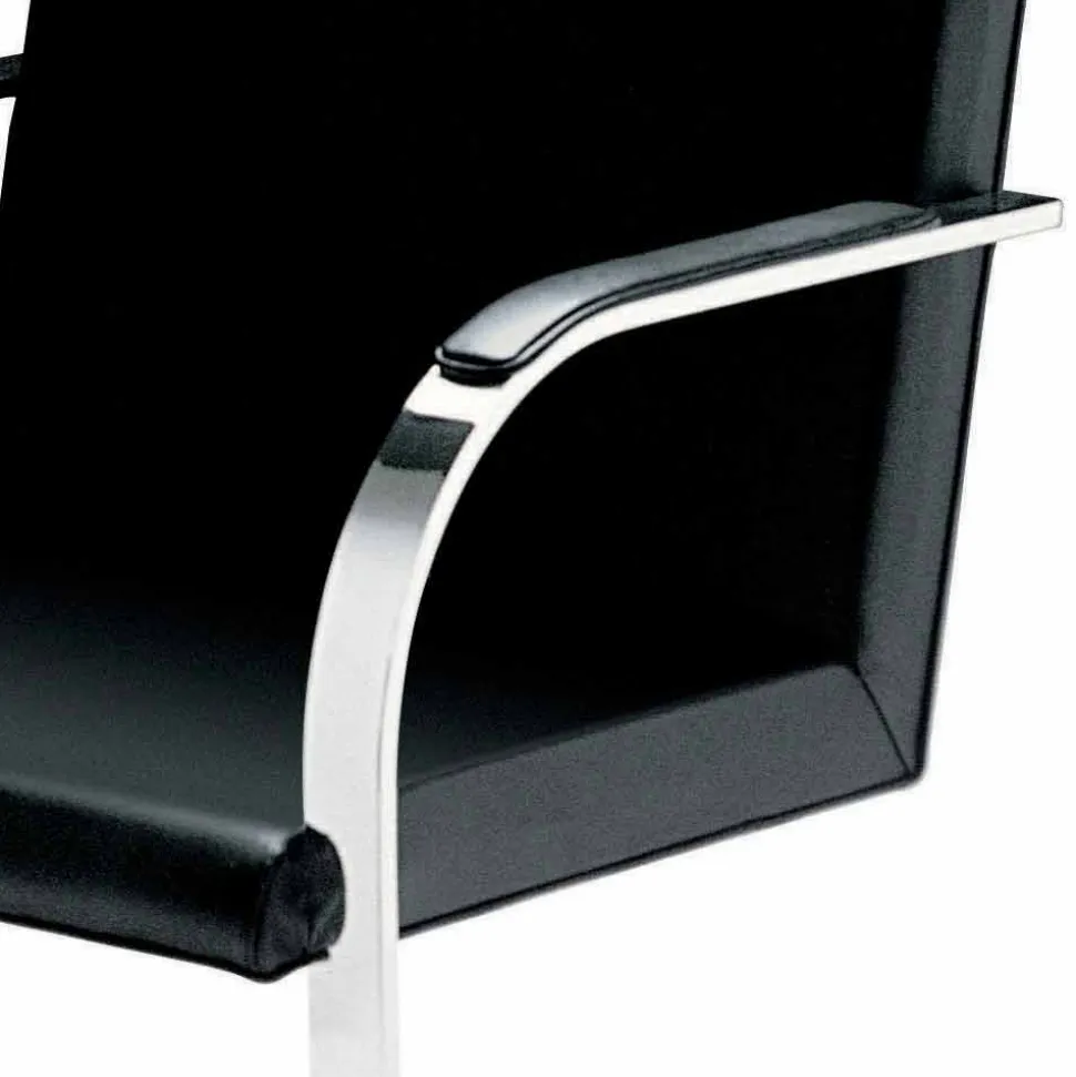 Sedia da Ufficio in Pelle con Struttura in Acciaio Cromo Made in Italy - Quarzo