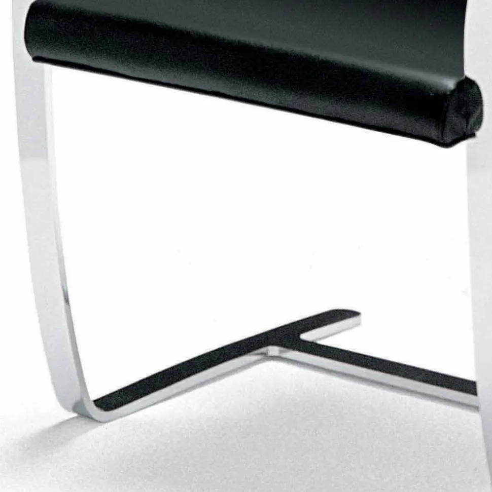 Sedia da Ufficio in Pelle con Struttura in Acciaio Cromo Made in Italy - Quarzo
