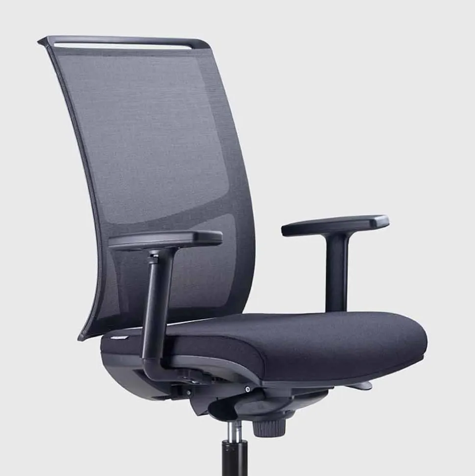 Sedia da Ufficio Semidirezionale in Tecnorete e Tessuto Nero – Vespasiano