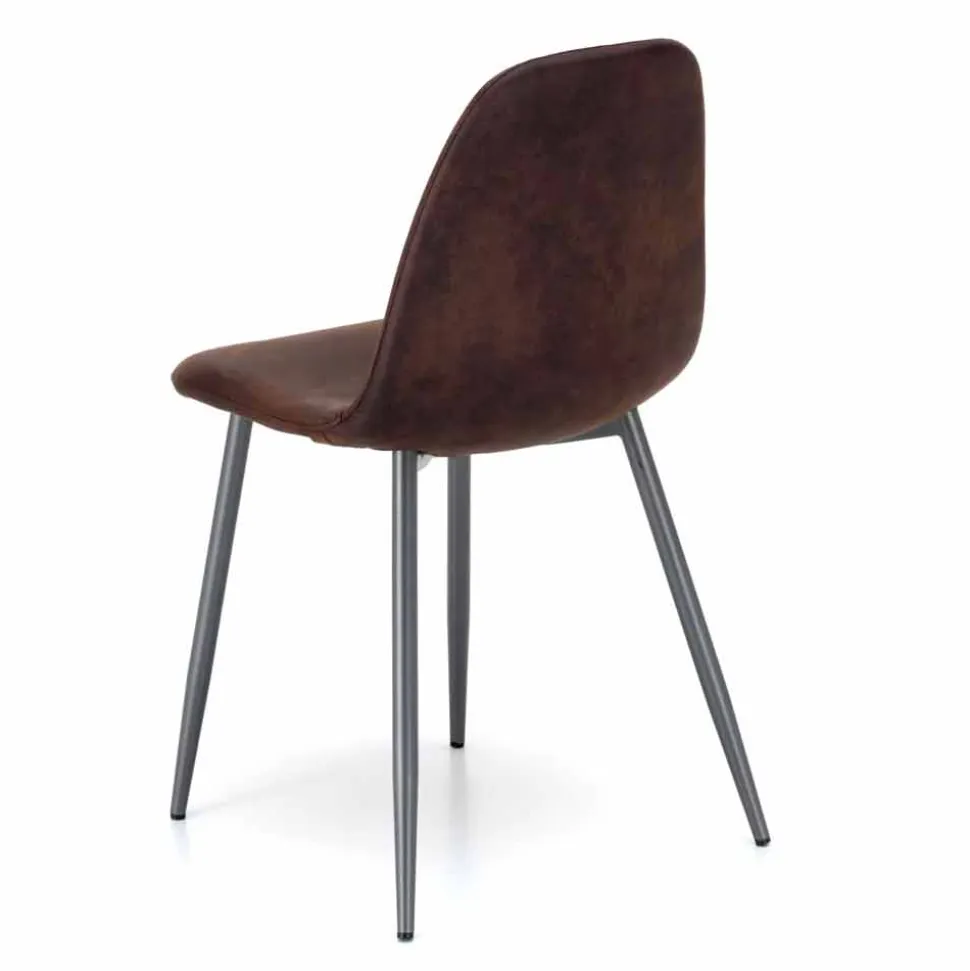 Sedia design moderno in similpelle per sala da pranzo o cucina, 4 pezzi - Elice