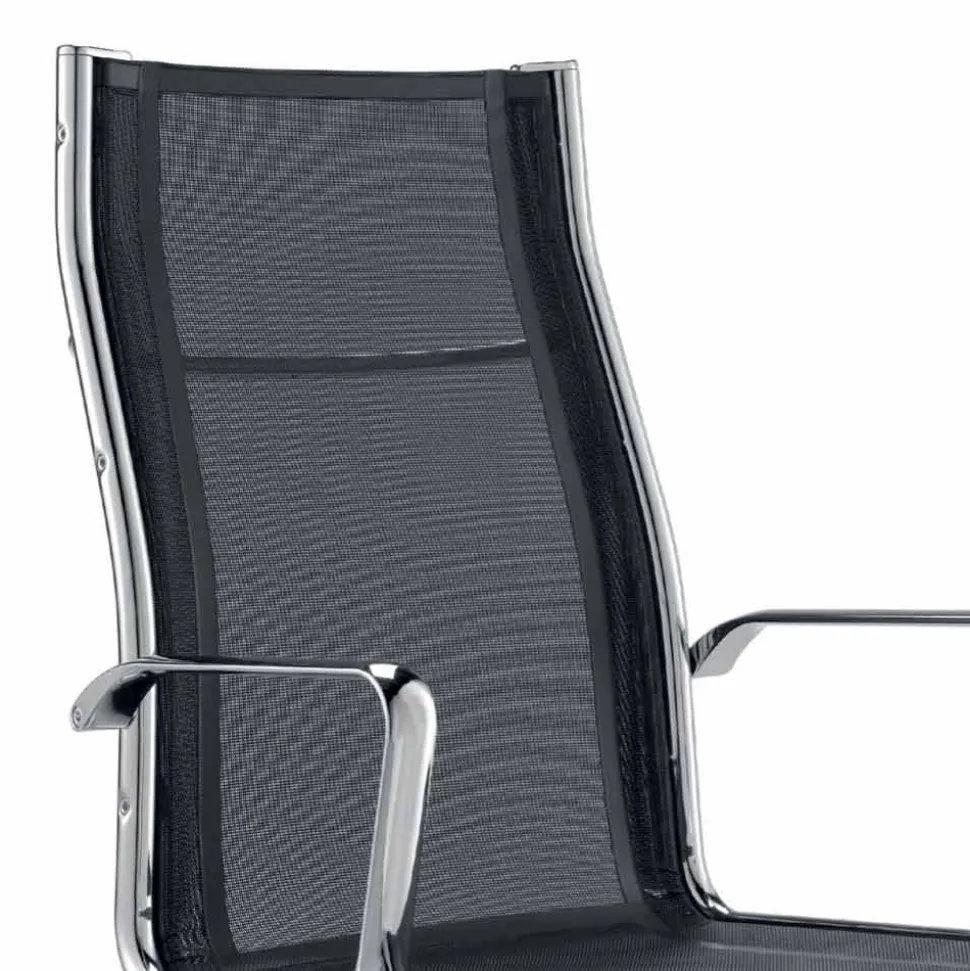 Sedia direzionale di design prodotta in Italia in monotelo rete Agata