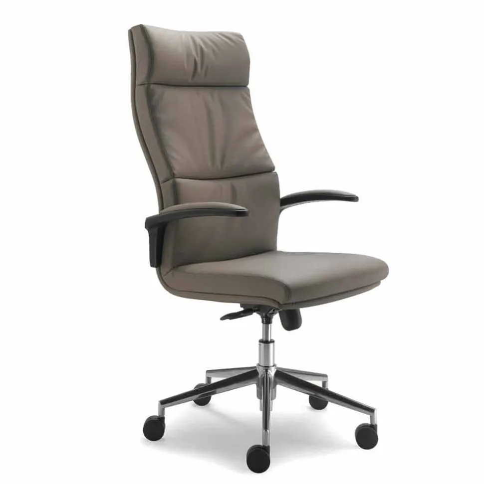 Sedia direzionale moderna in similpelle Edda, made in Italy