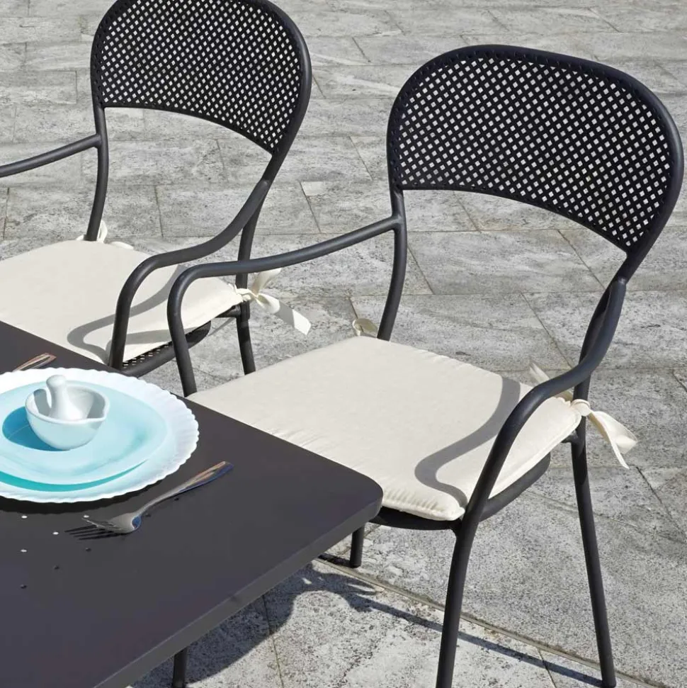 Sedia Giardino Impilabile con Struttura in Ferro Color Antracite - Nadege