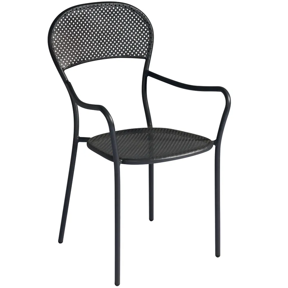 Sedia Giardino Impilabile con Struttura in Ferro Color Antracite - Nadege
