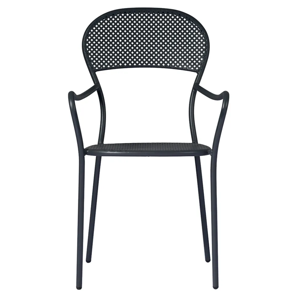 Sedia Giardino Impilabile con Struttura in Ferro Color Antracite - Nadege