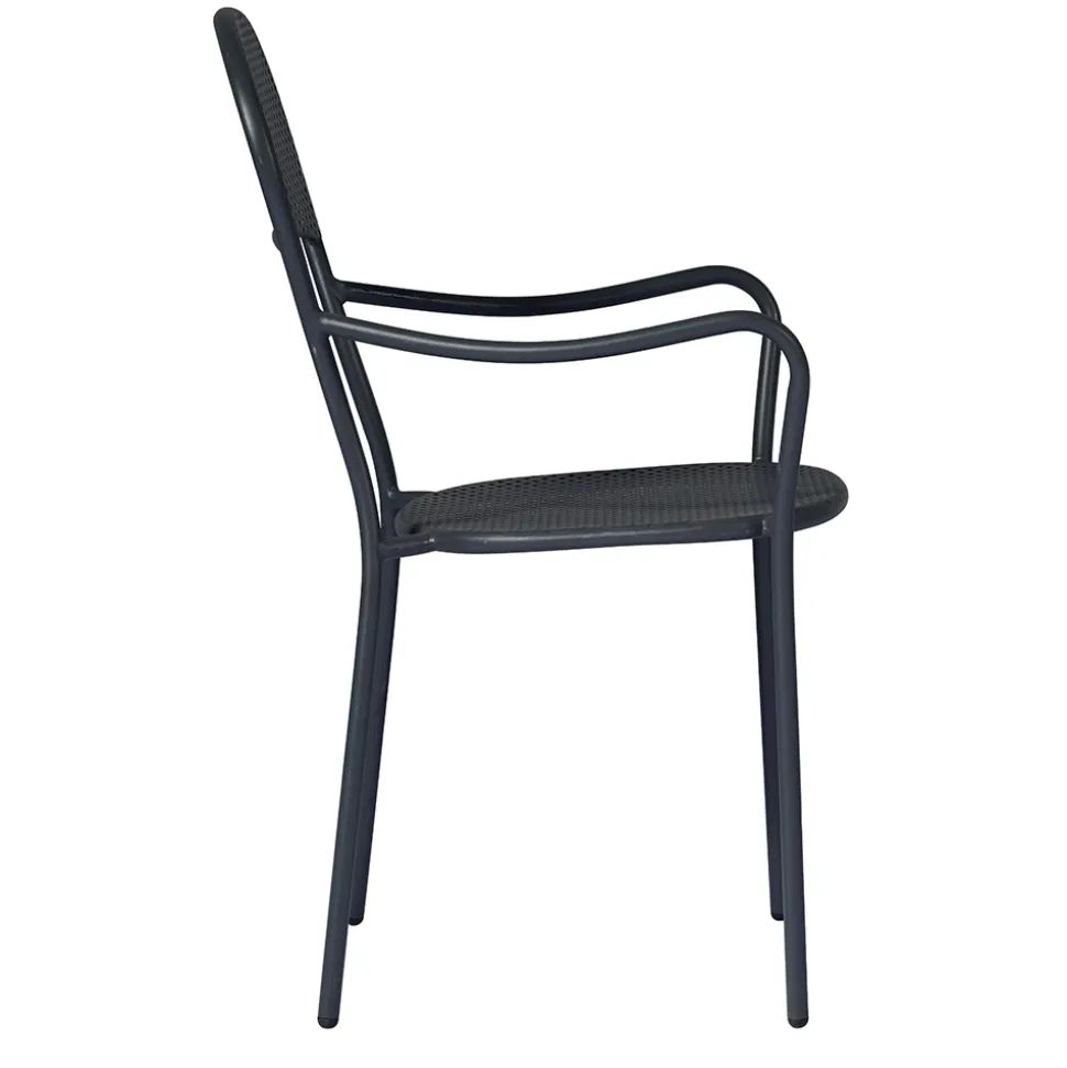Sedia Giardino Impilabile con Struttura in Ferro Color Antracite - Nadege