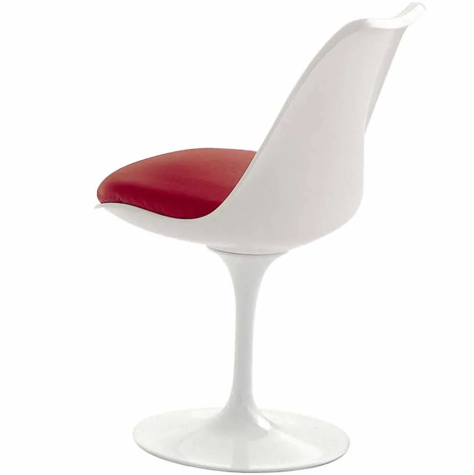 Sedia Girevole in Alluminio Laccato con Seduta in Pelle Made in Italy - Cabiria