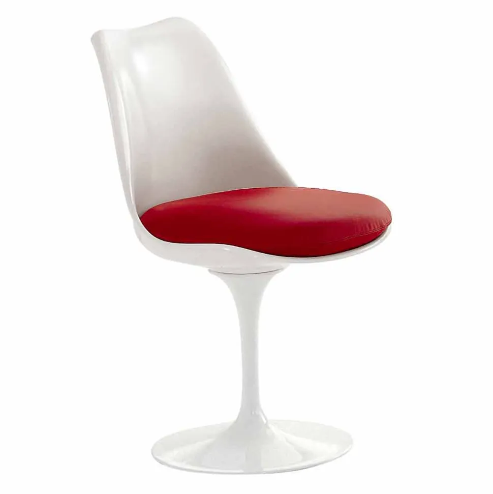 Sedia Girevole in Alluminio Laccato con Seduta in Pelle Made in Italy - Cabiria