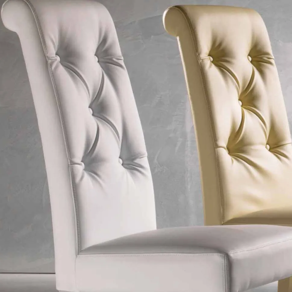 Sedia Imbottita di Design, con Lavorazione Capitonnè - Diana