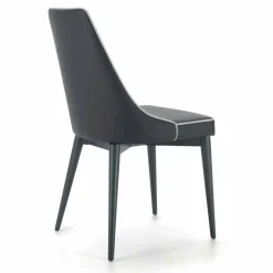 Sedia Imbottita in Acciaio e Seduta Ecopelle con Bordo Bianco – Nirvana
