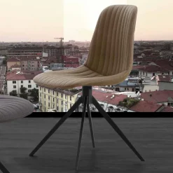 Sedia imbottita in eco nabuk e metallo, design moderno, Taranto