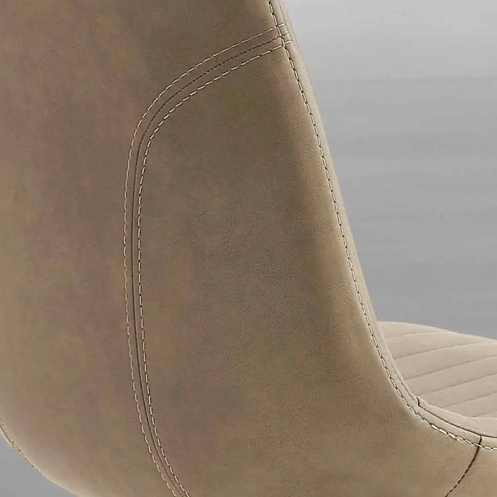 Sedia imbottita in eco nabuk e metallo, design moderno, Taranto