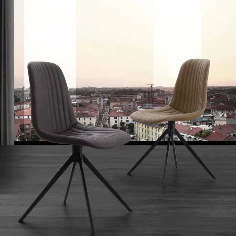 Sedia imbottita in eco nabuk e metallo, design moderno, Taranto