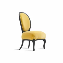 Sedia imbottita in legno massello nero sabbiato, L60xP51cm, Tati
